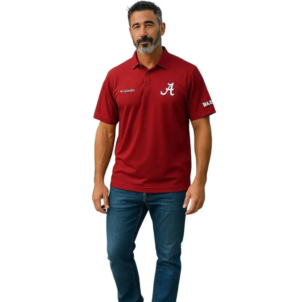Columbia Red Polo PFG Fishing Shirt Golf Omni Shade Alabama Crimson Tide Men's M